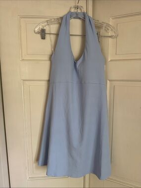 SPANX OnForm Light Blue Halter Fit-and-Flare Dress Athleisure Size Large NWT
